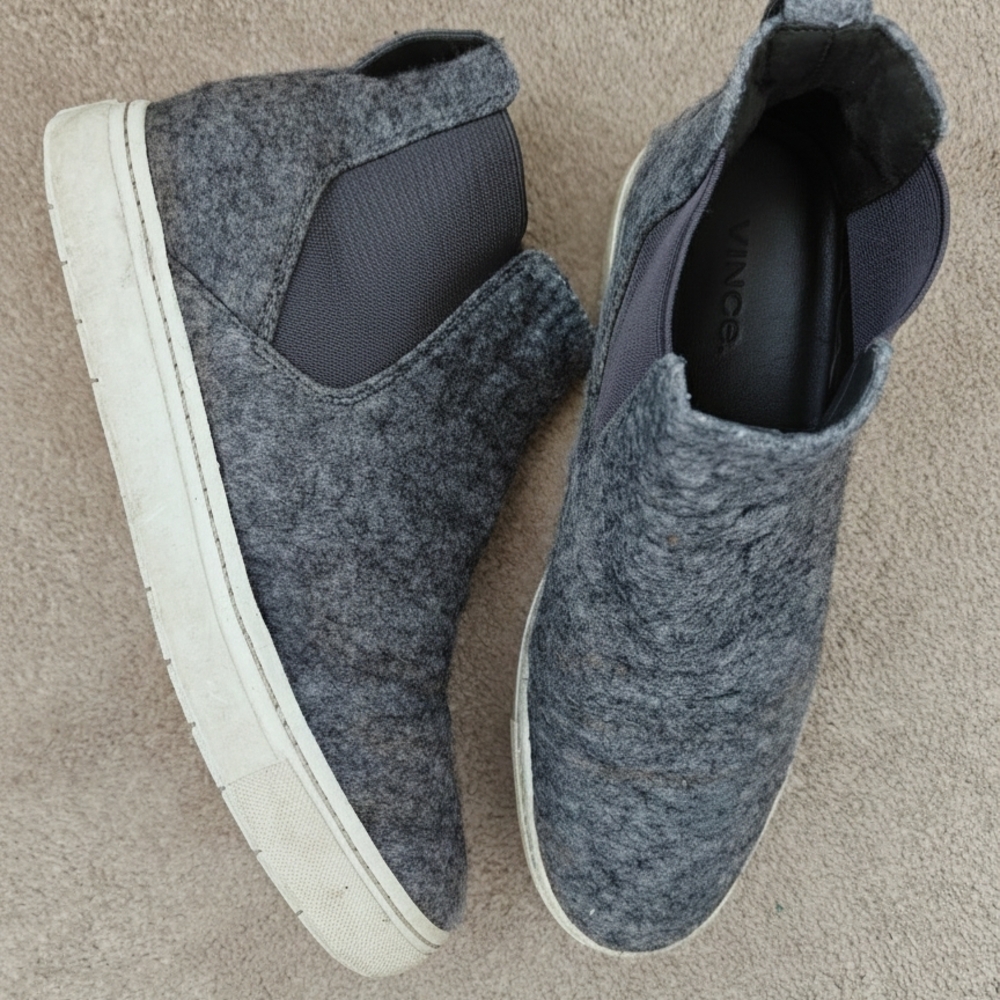 Vince Charcoal Wool Slip-On Sneakers